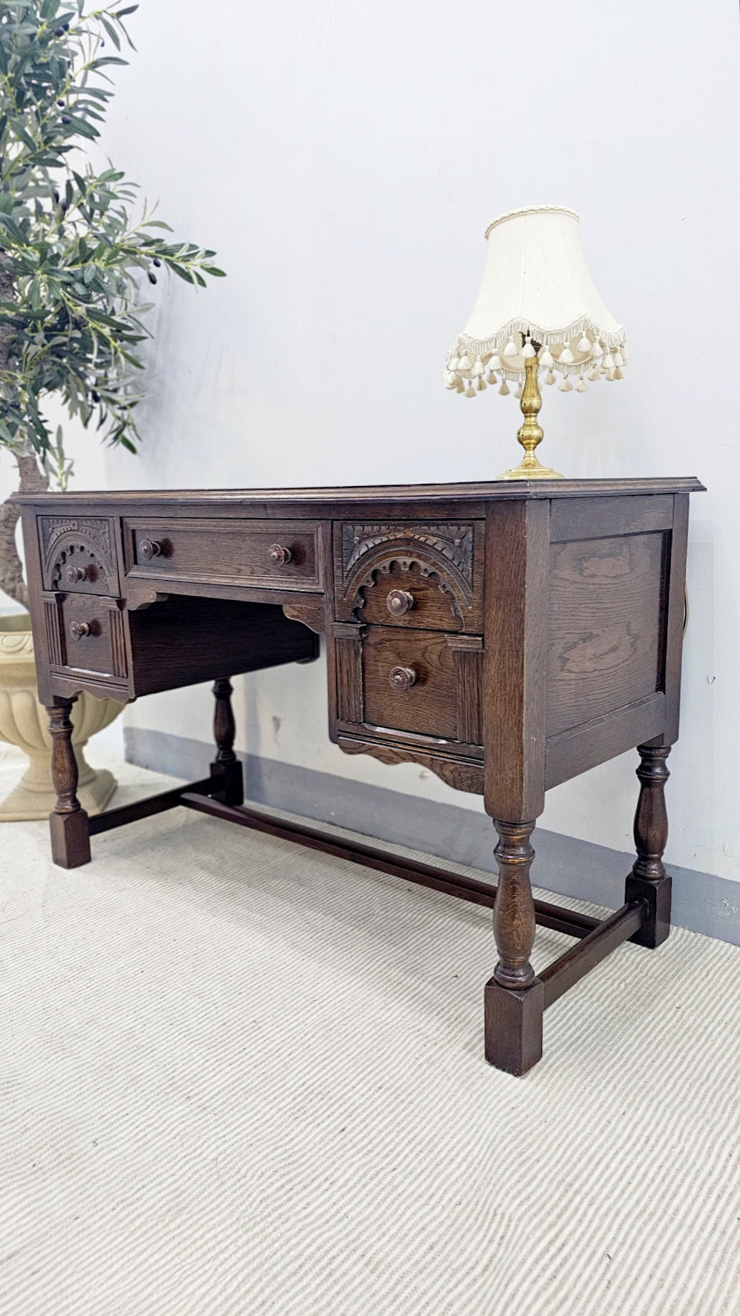 Oak Desk with Leather Top