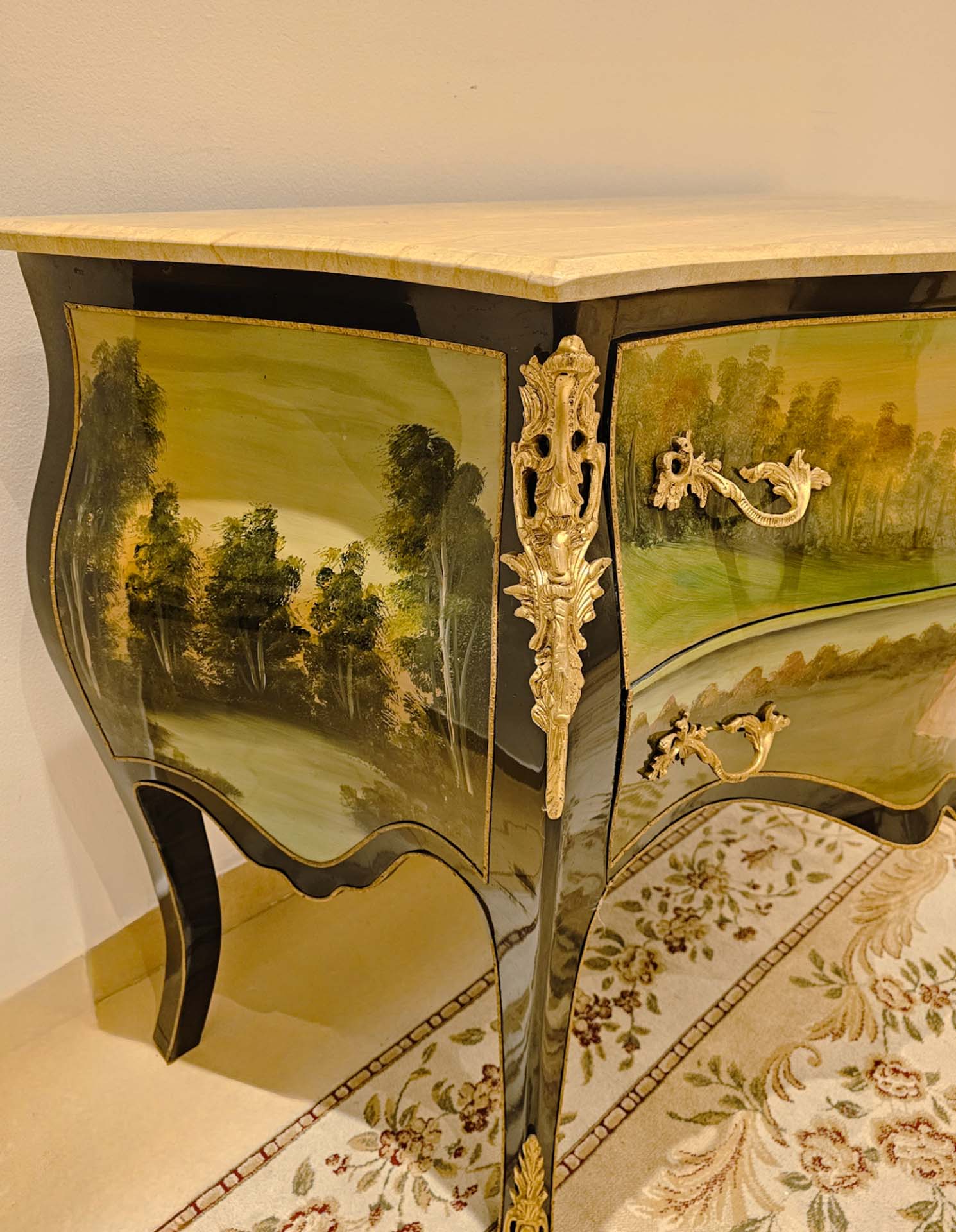 French Vernis Martin Style Gilt Ormolu Chest