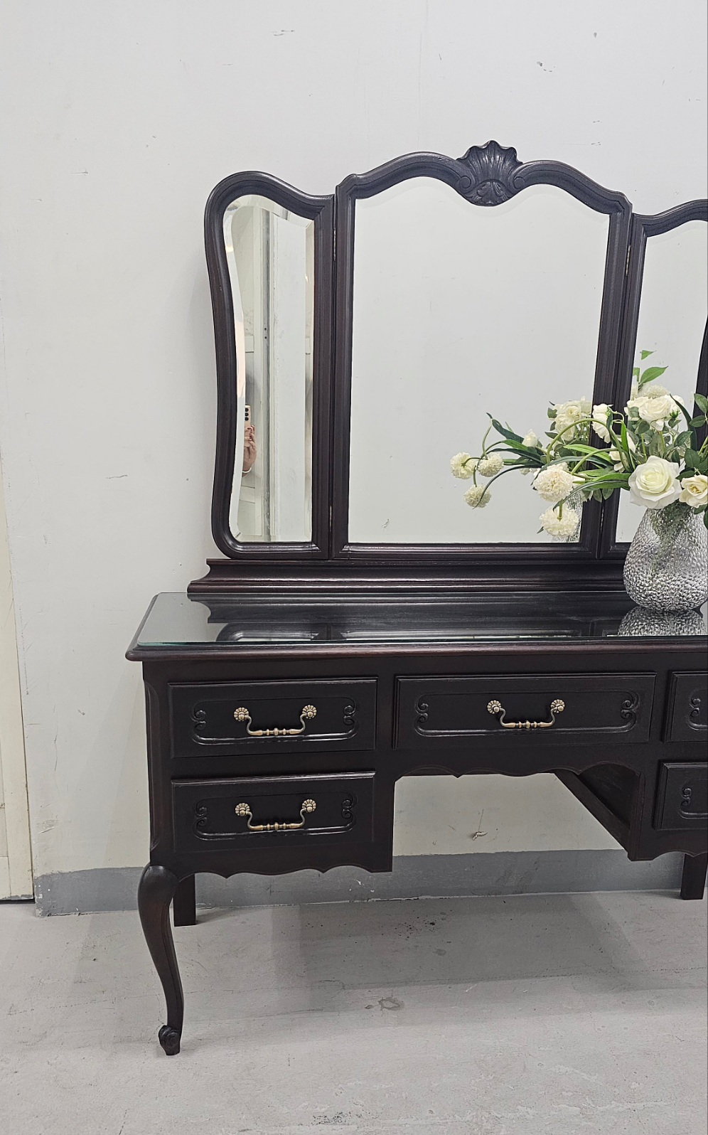 Louis XV Style Oak Vanity Table