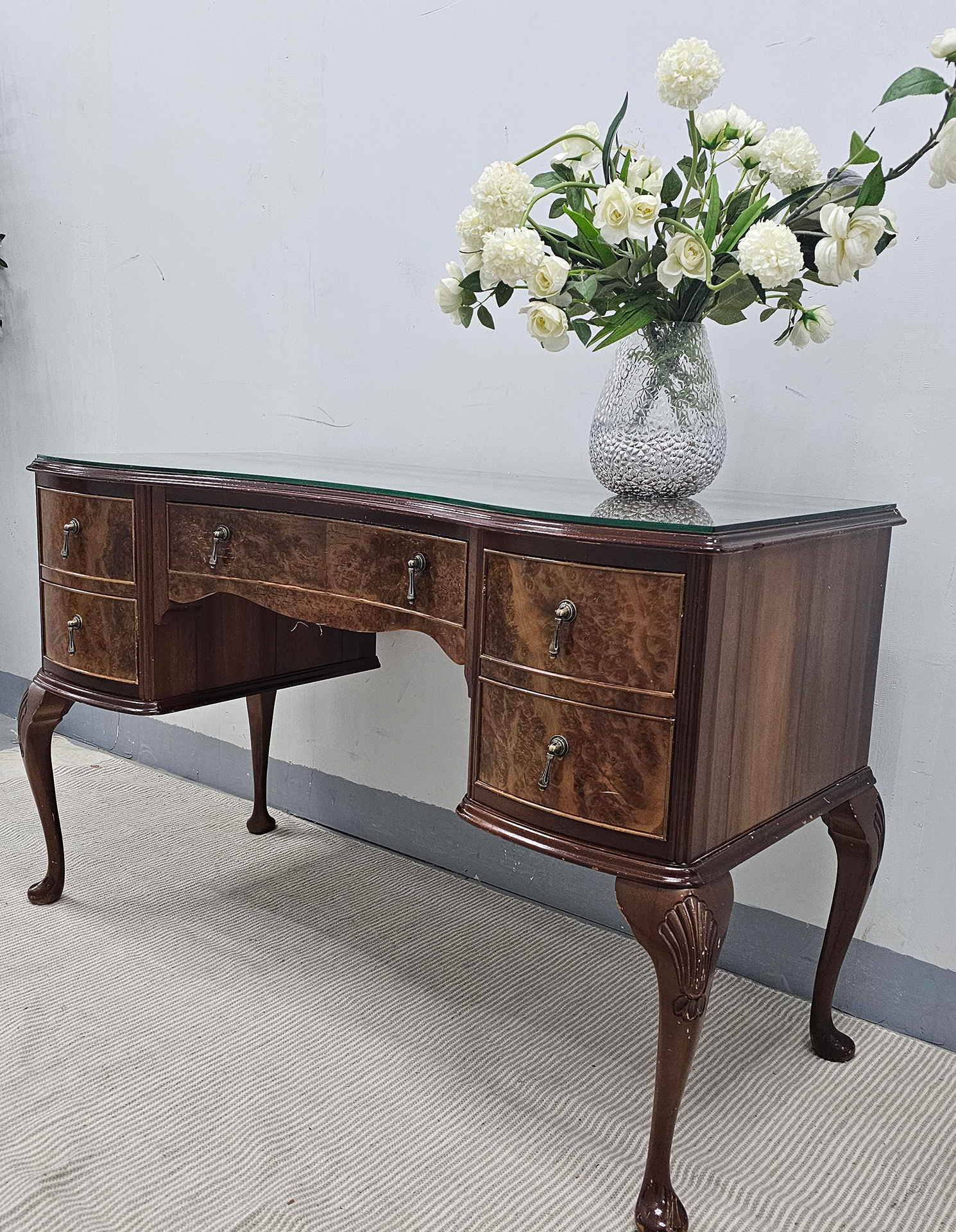 Burr Walnut Console / Desk