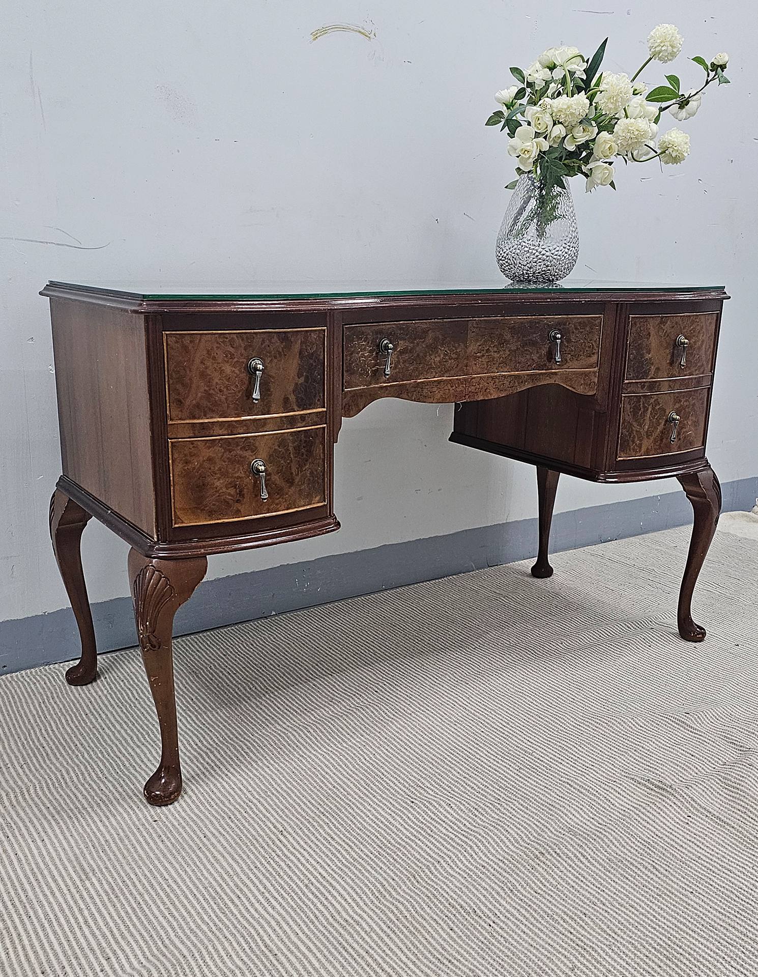 Burr Walnut Console / Desk