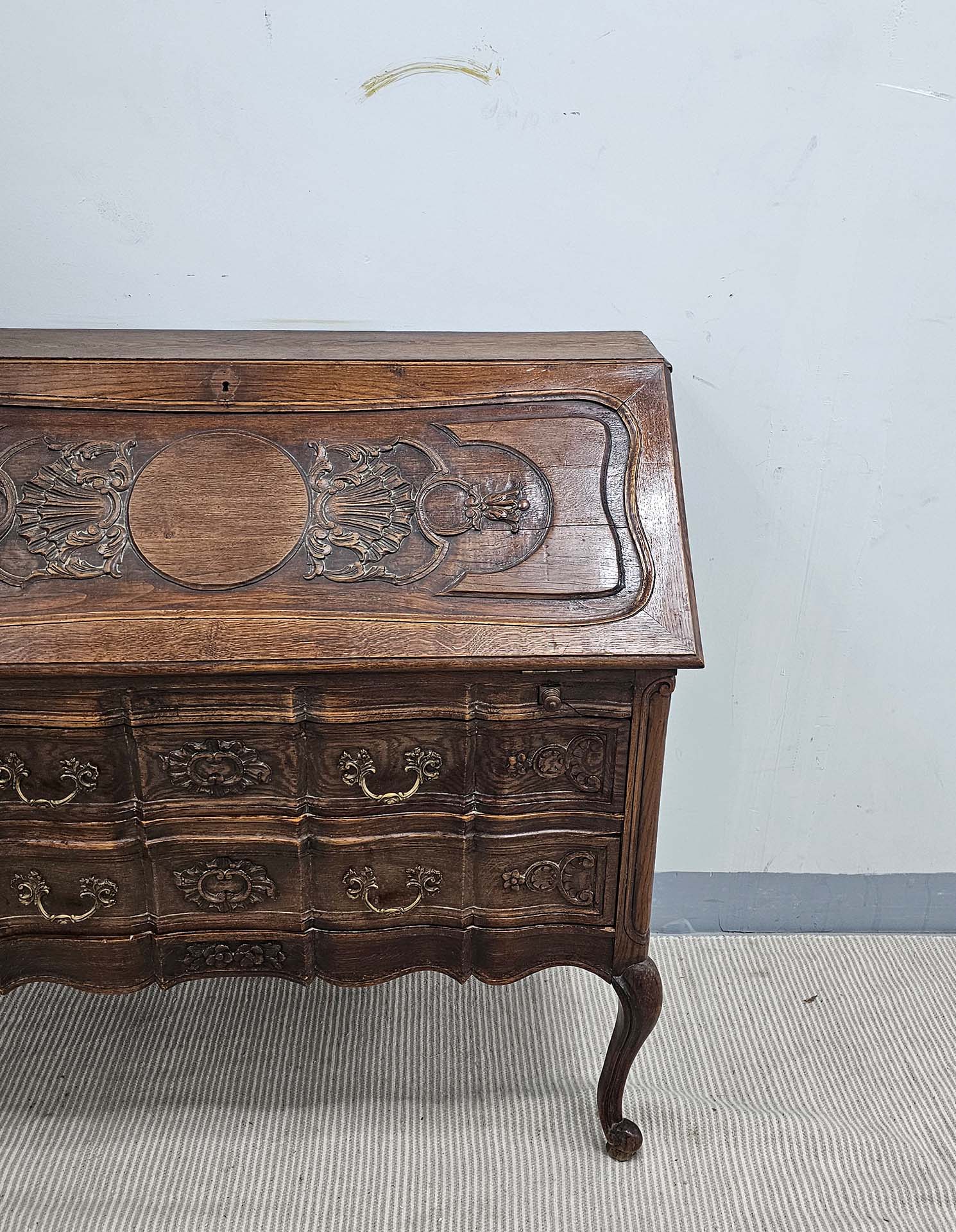 Louis XV Style Oak Bureau / Secretaire