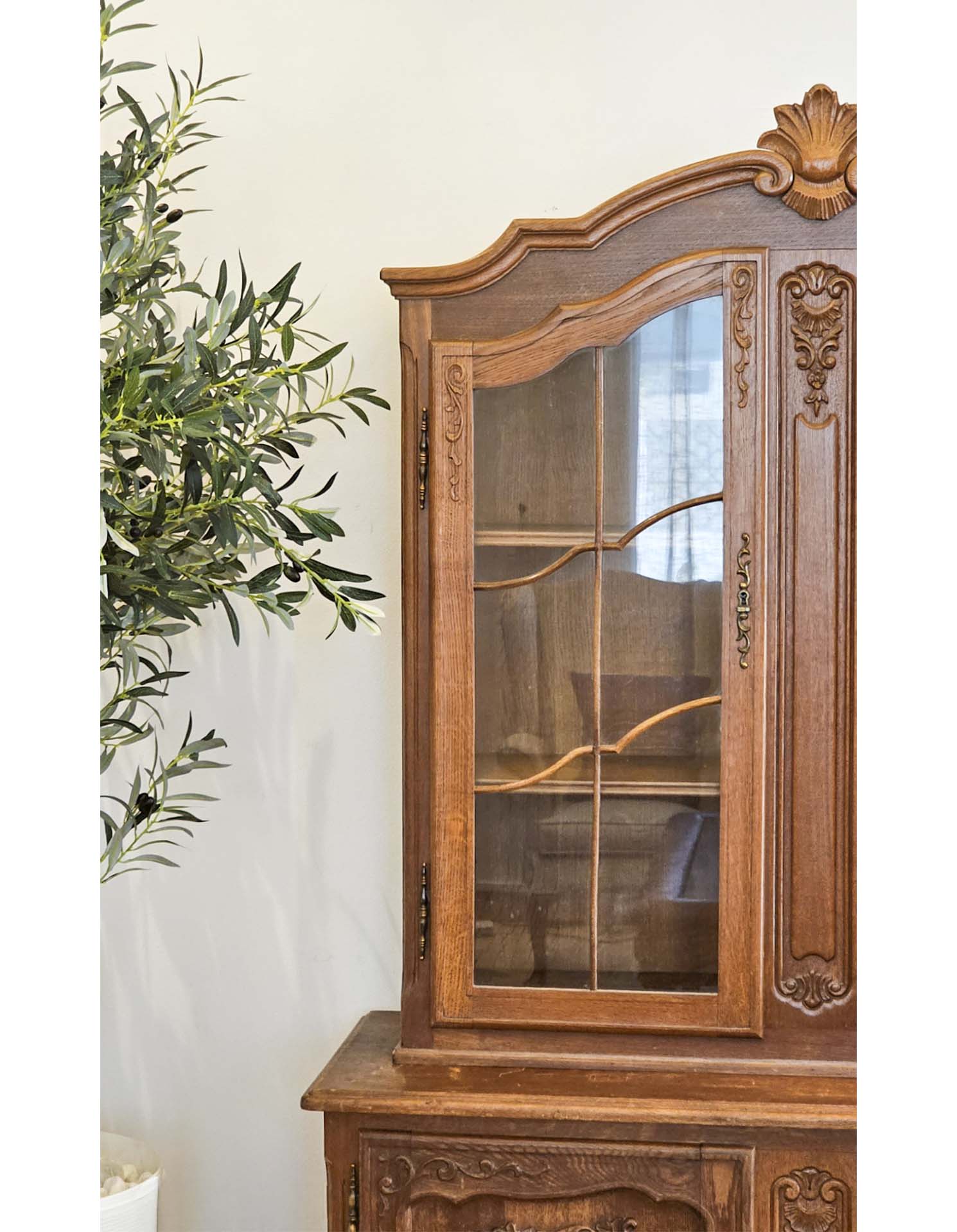 French Louis XV Style Carved Oak Vitrine