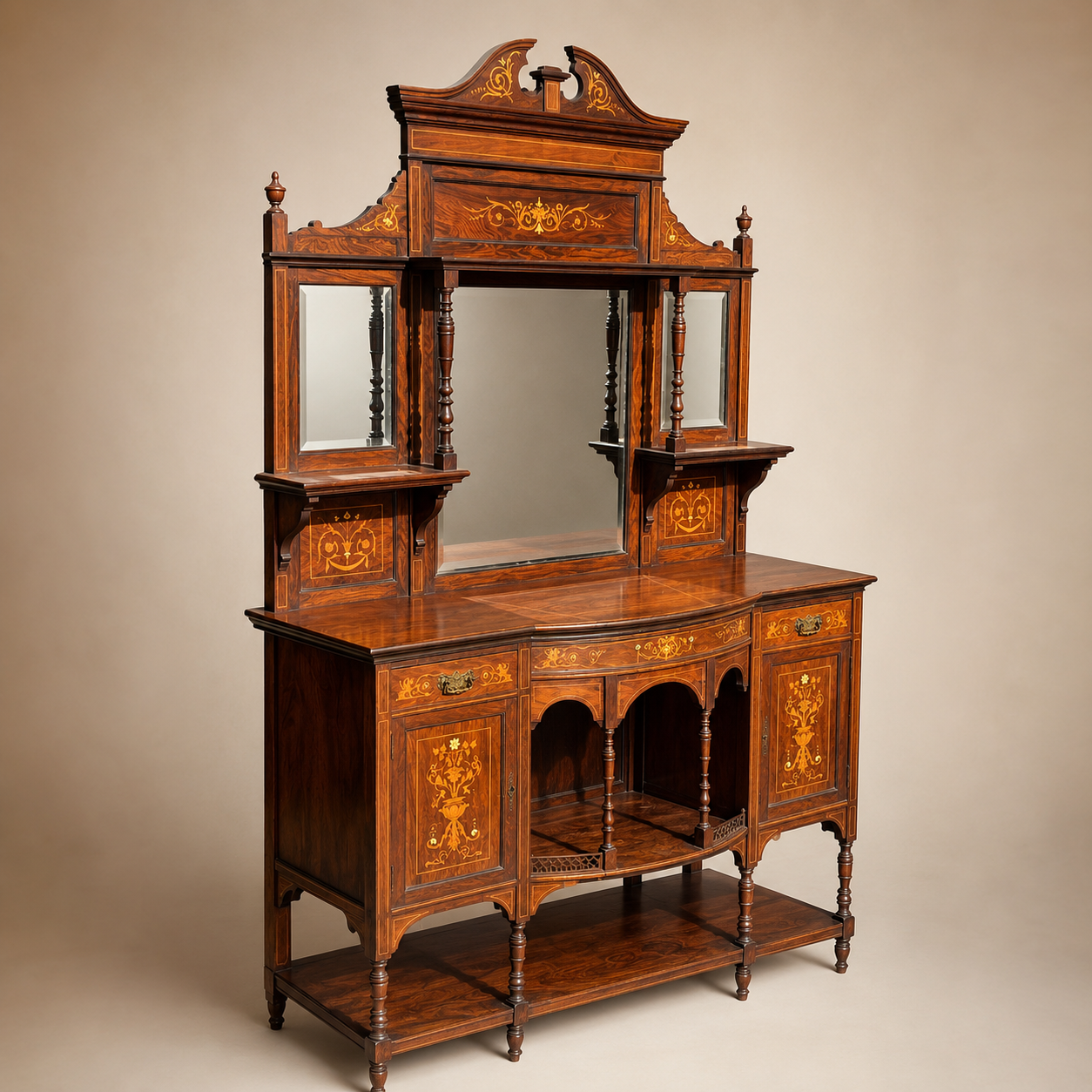 Tall Edwardian Chiffonier with Satinwood Inlay circa 1900