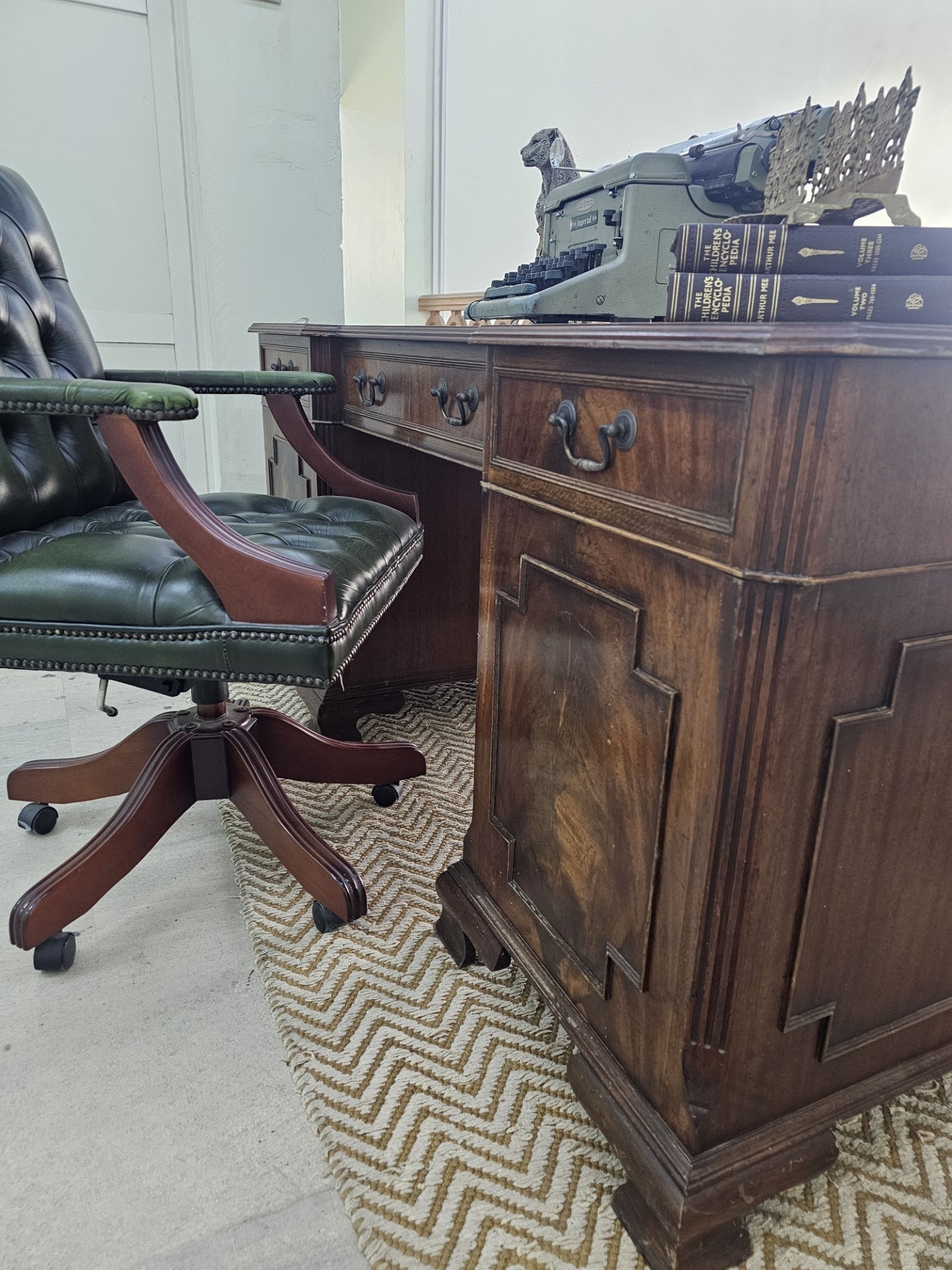 Mahogany Twin Pedestal Double Sided Desk
