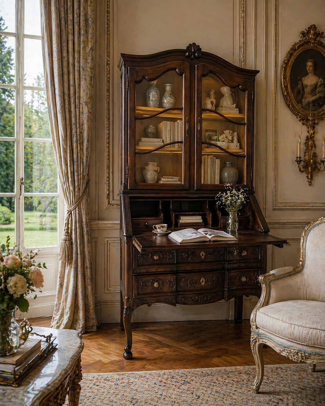 French Provincial Bureau Bookcase
