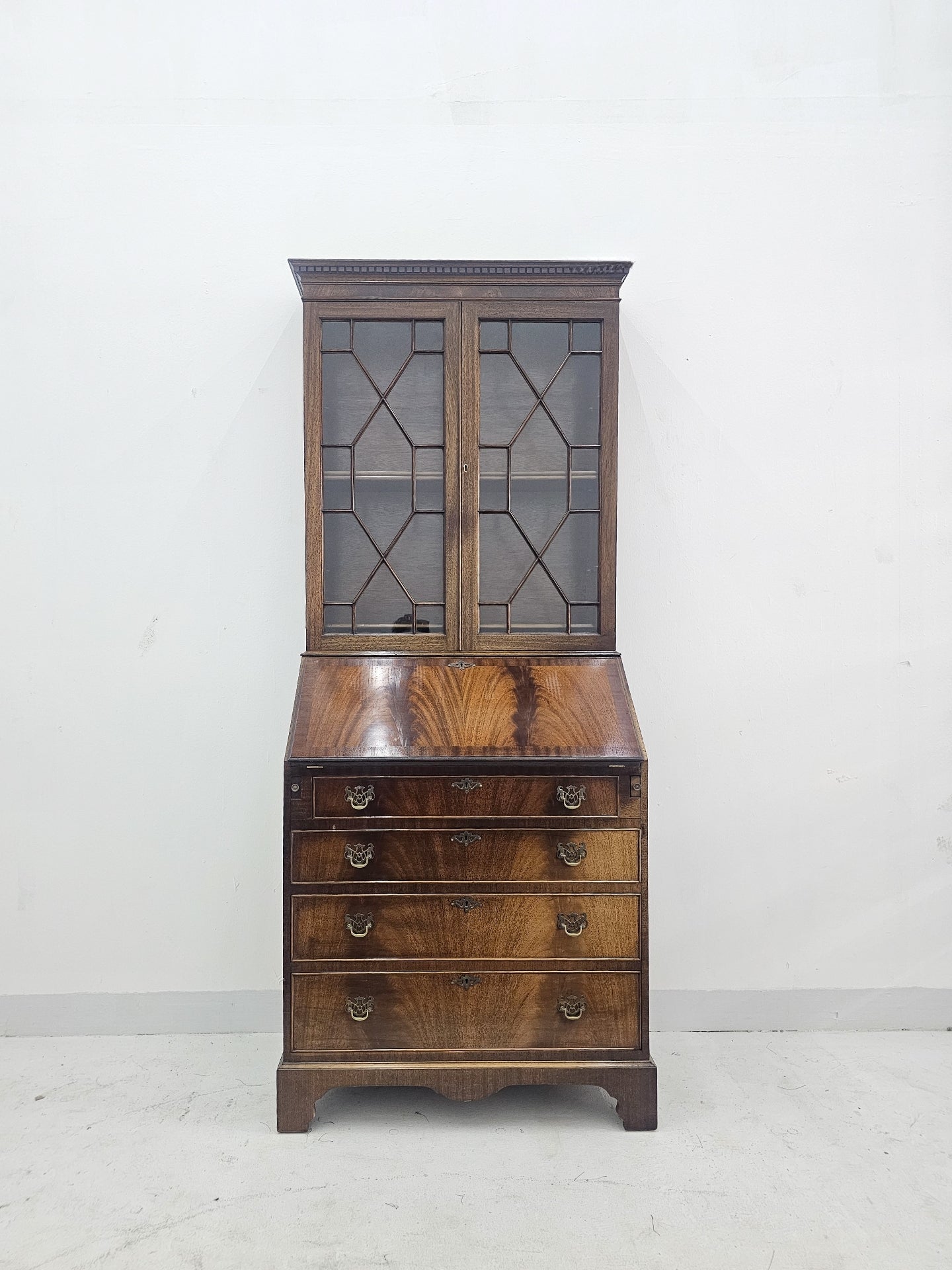 Georgian Mahogany Bureau Bookcase, Circa 1970