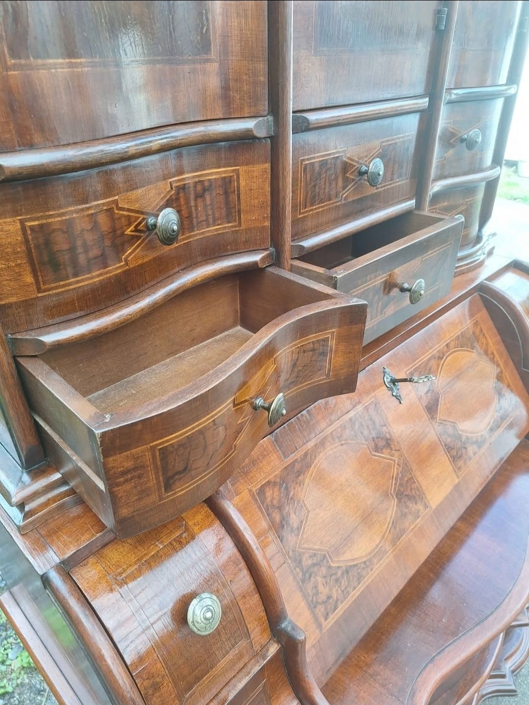 Continental Marquetry Bureau Bookcase c. 1930