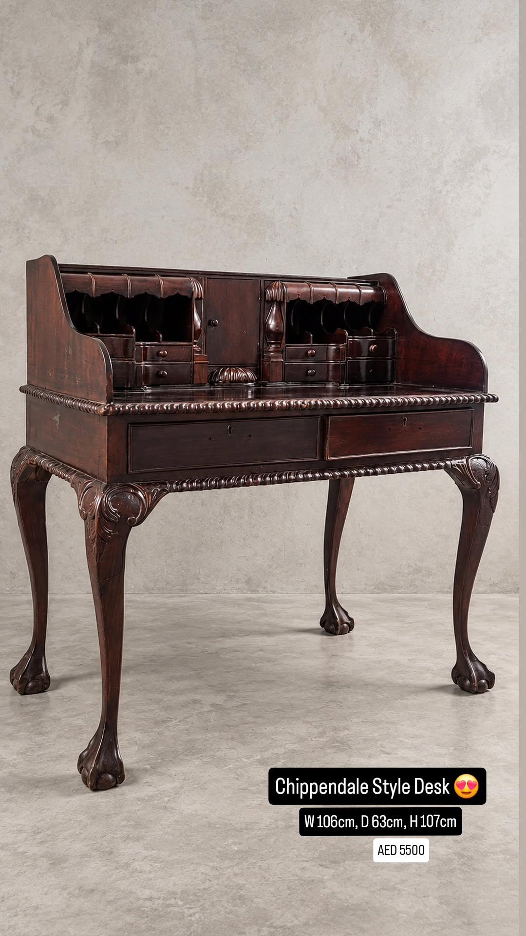 Chippendale Style Mahogany Escritoire