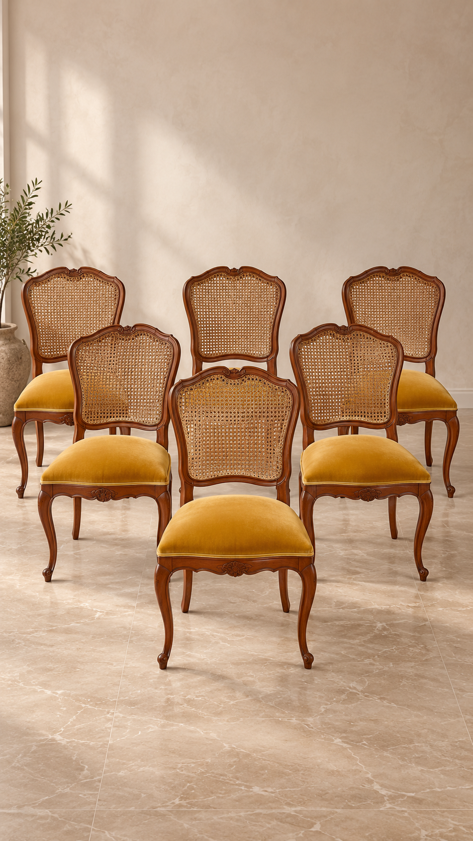 French Style Cane Back Dining Chairs