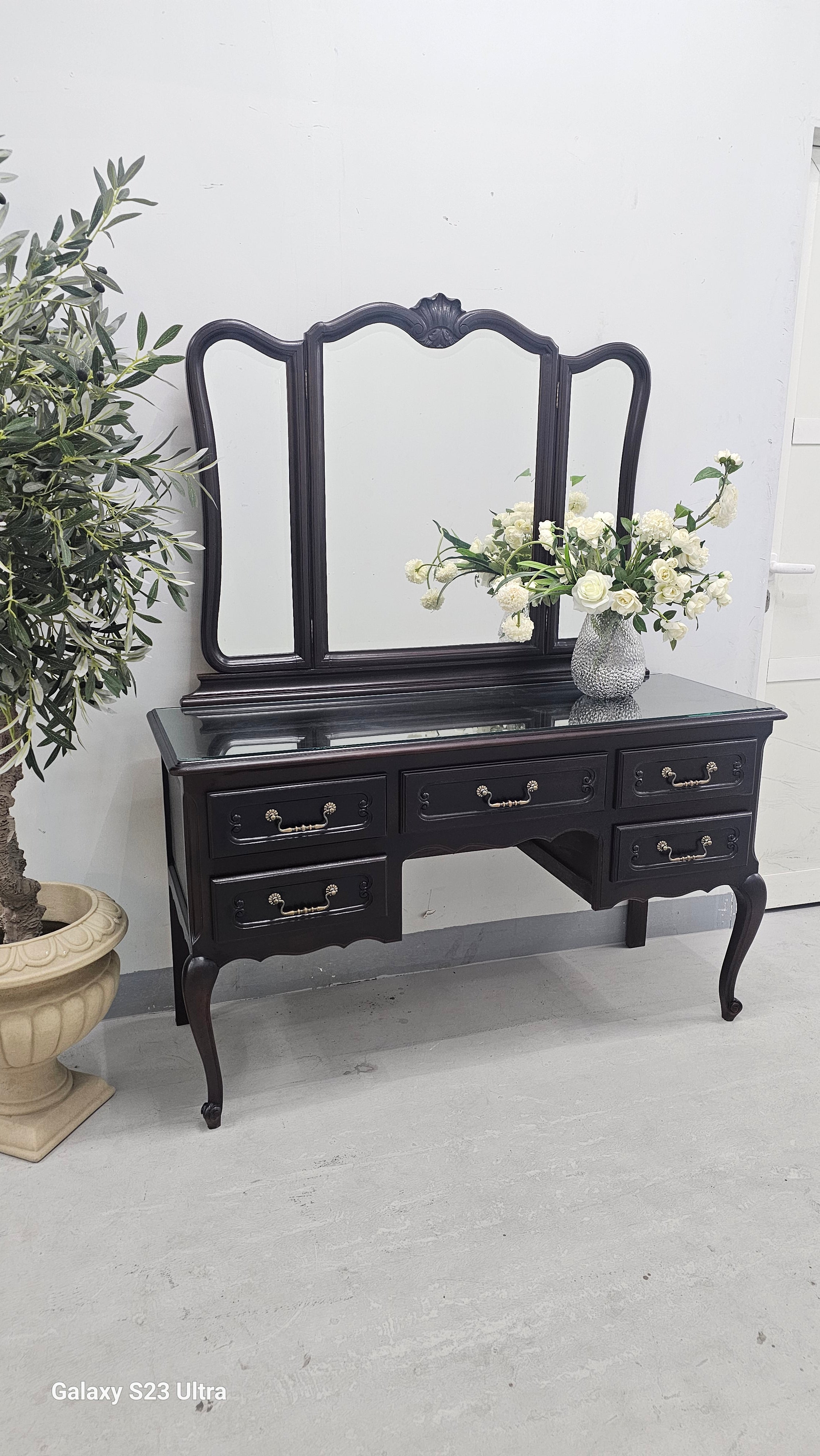 Louis XV Style Oak Vanity Table
