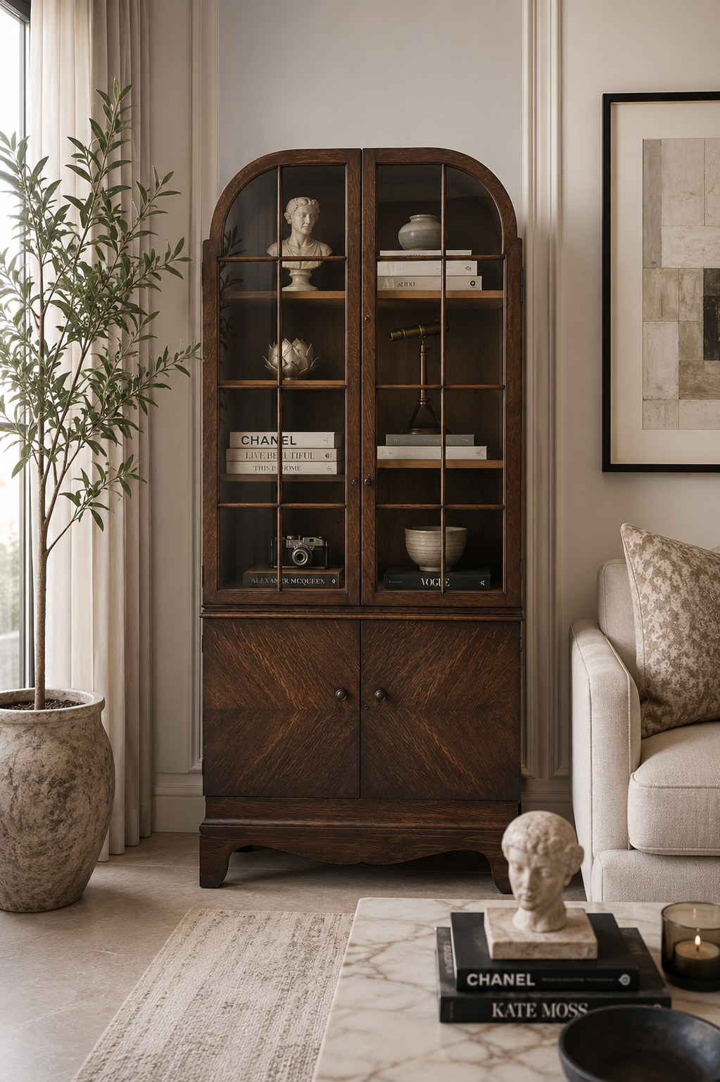 Arached Glazed Display Cabinet