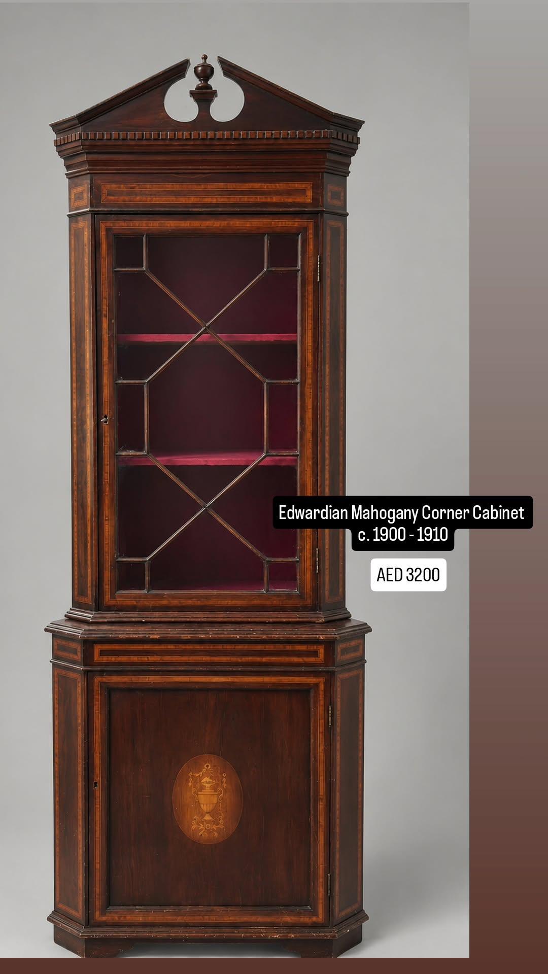 Edwardian Mahogany Corner Cabinet c. 1900 - 1910