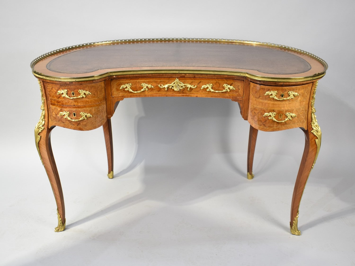 French Louis XV Revival Kidney Desk c. 1890–1910.