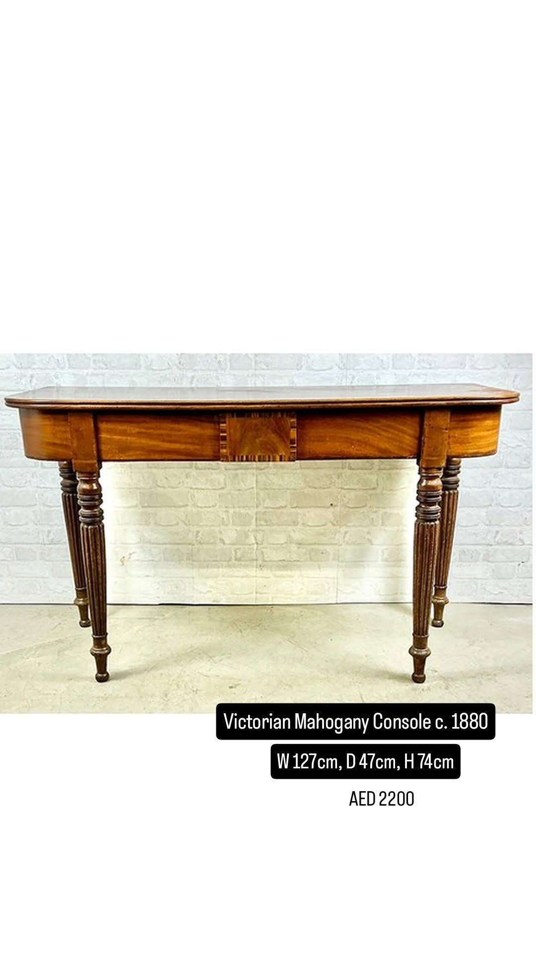 Mahogany Console with Turned Legs c. 1880