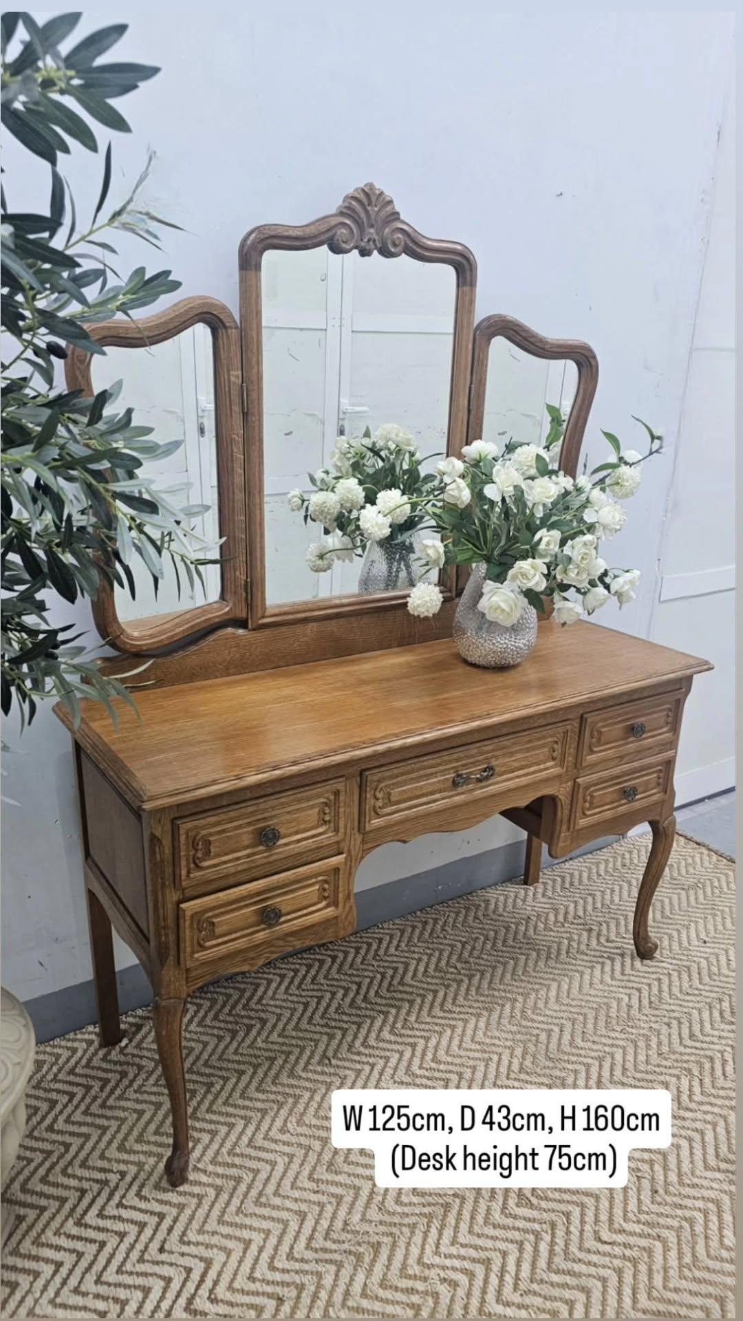 Louis XV style oak vanity