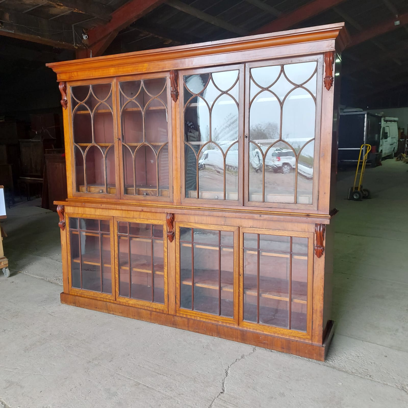 Classic English Glazed Mahogany Bookcase