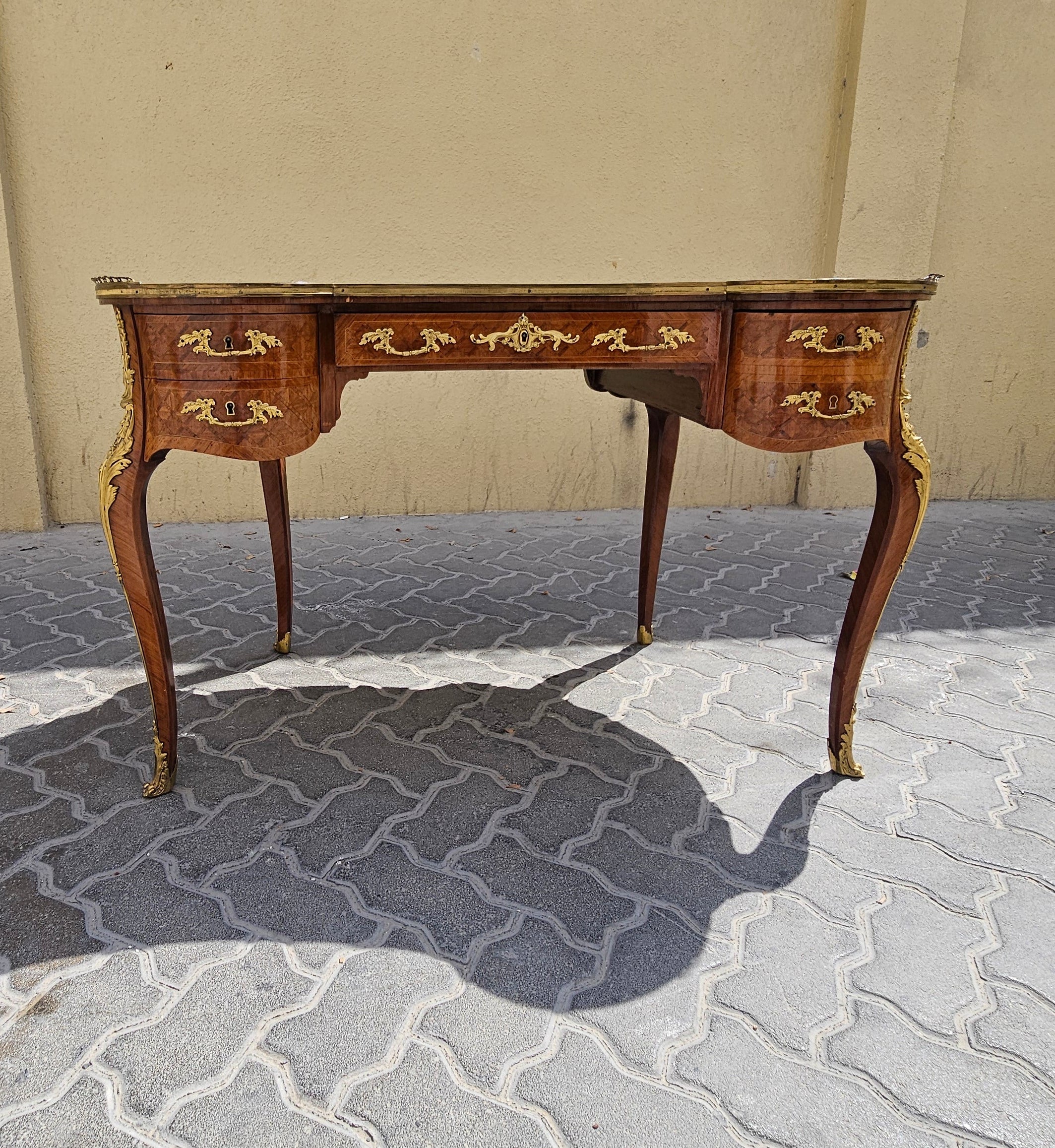 French Louis XV Revival Kidney Desk c. 1890–1910.