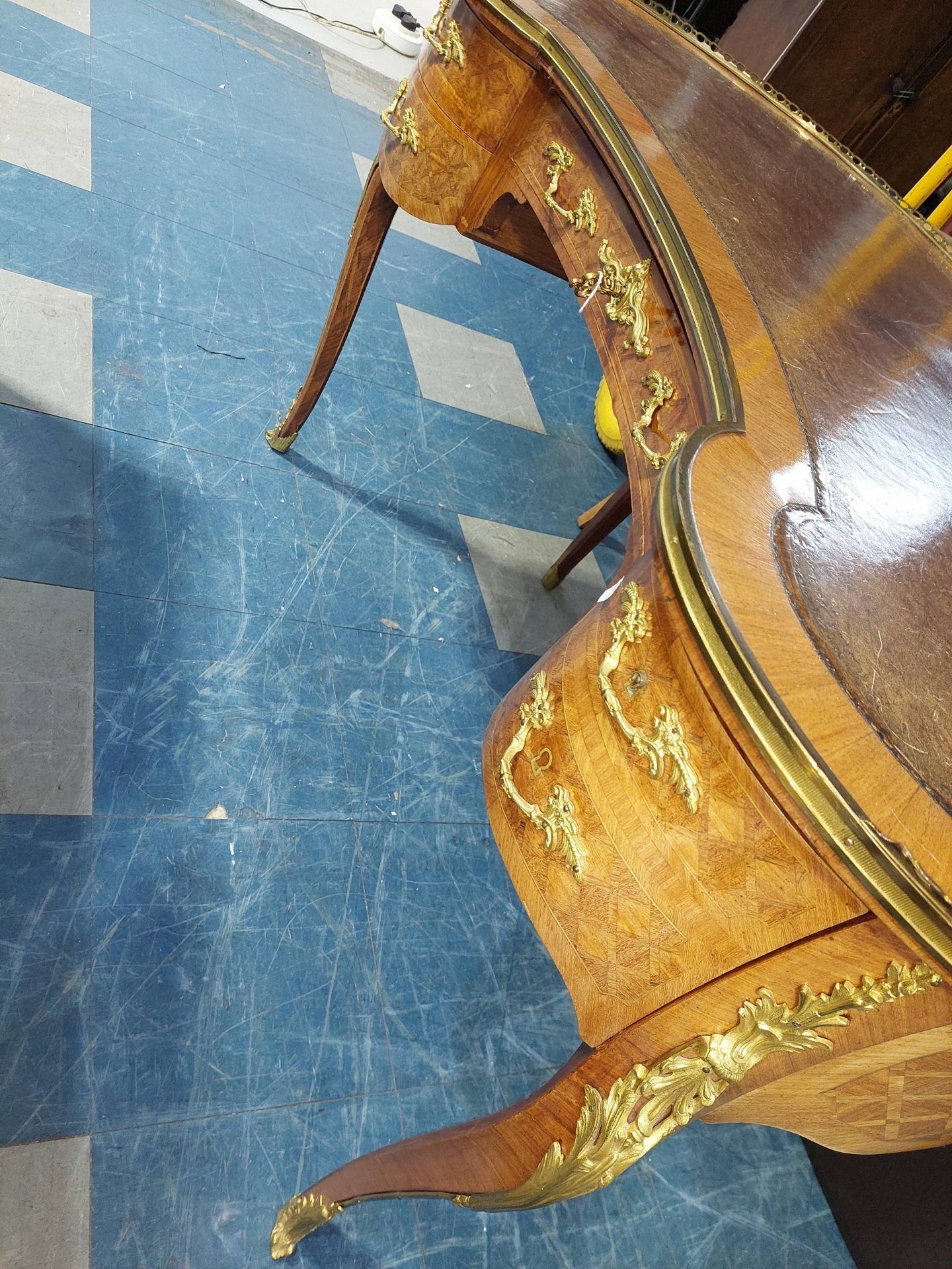 French Louis XV Revival Kidney Desk c. 1890–1910.