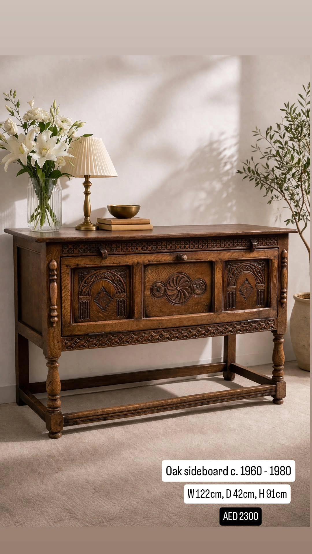 Oak Console / Sideboard c. 1960