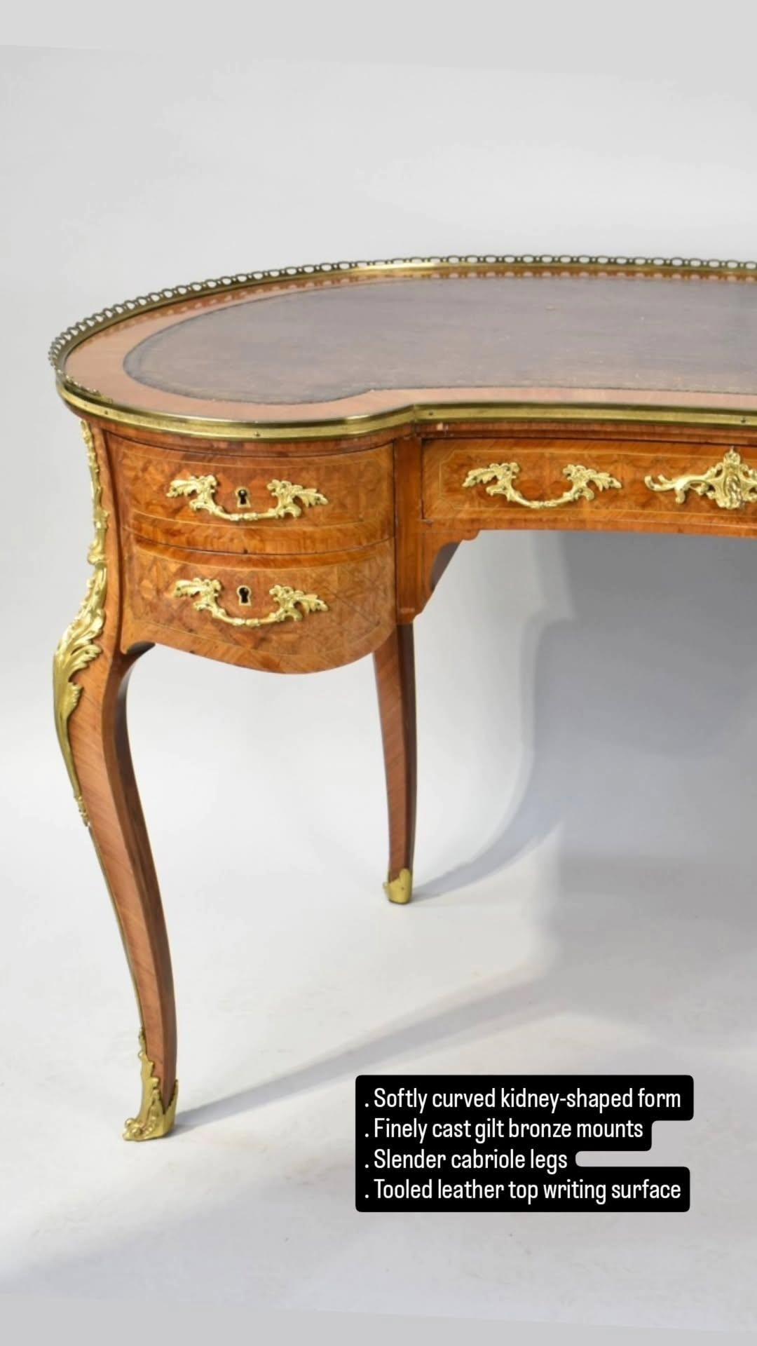 French Louis XV Revival Kidney Desk c. 1890–1910.