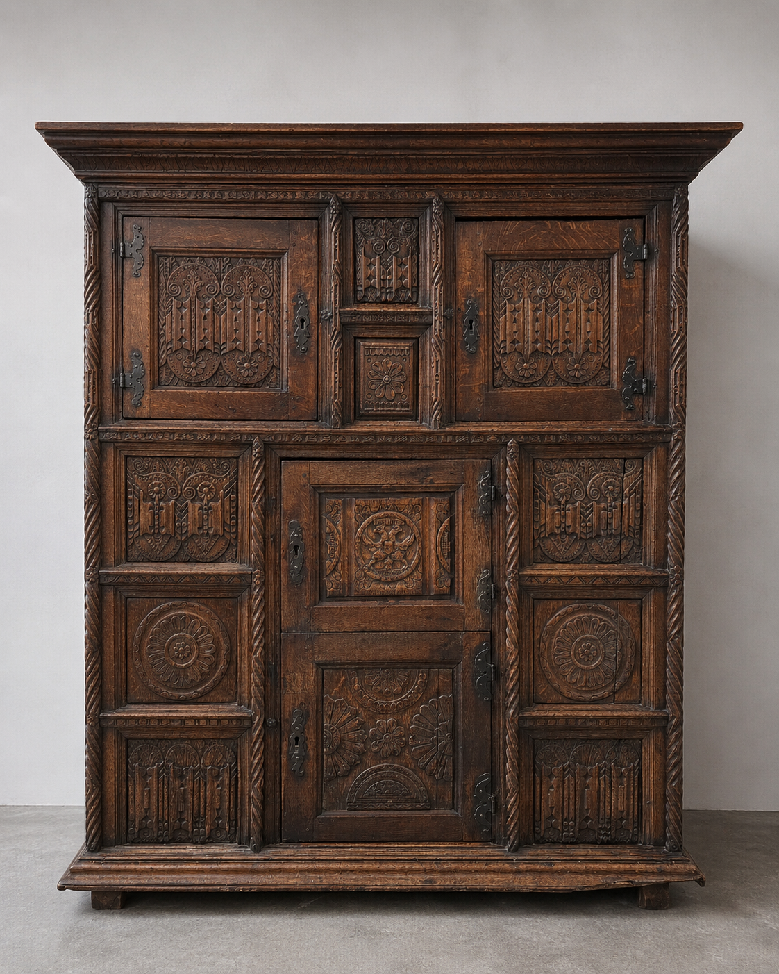 English Carved Oak Court Cupboard c.1800–1830