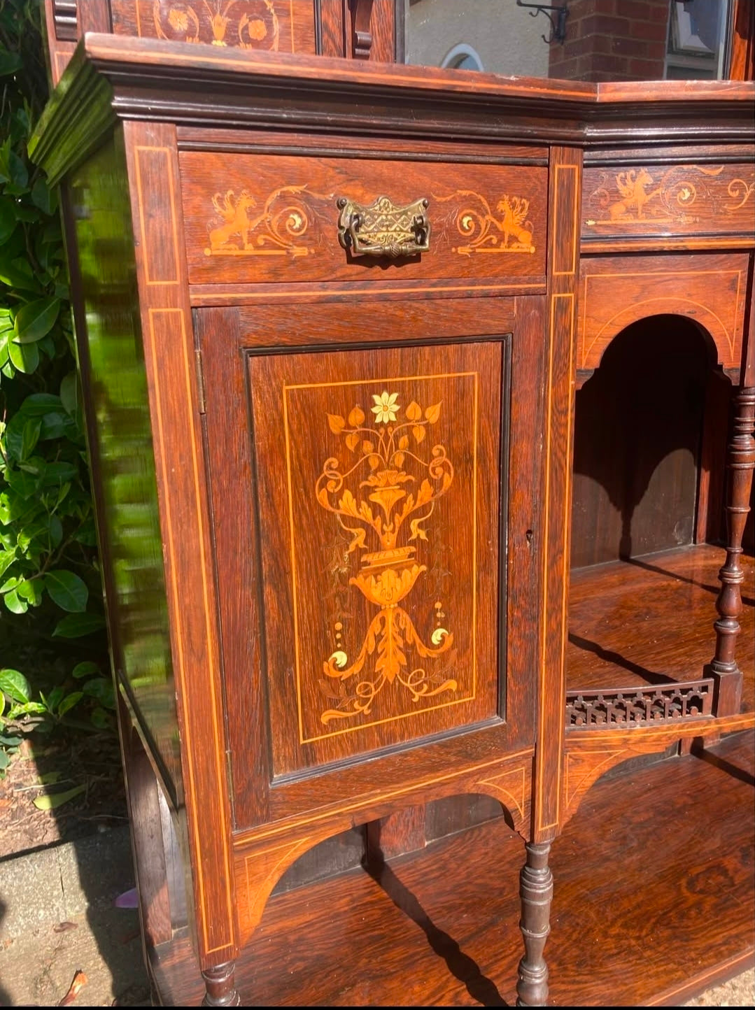 Tall Edwardian Chiffonier with Satinwood Inlay circa 1900