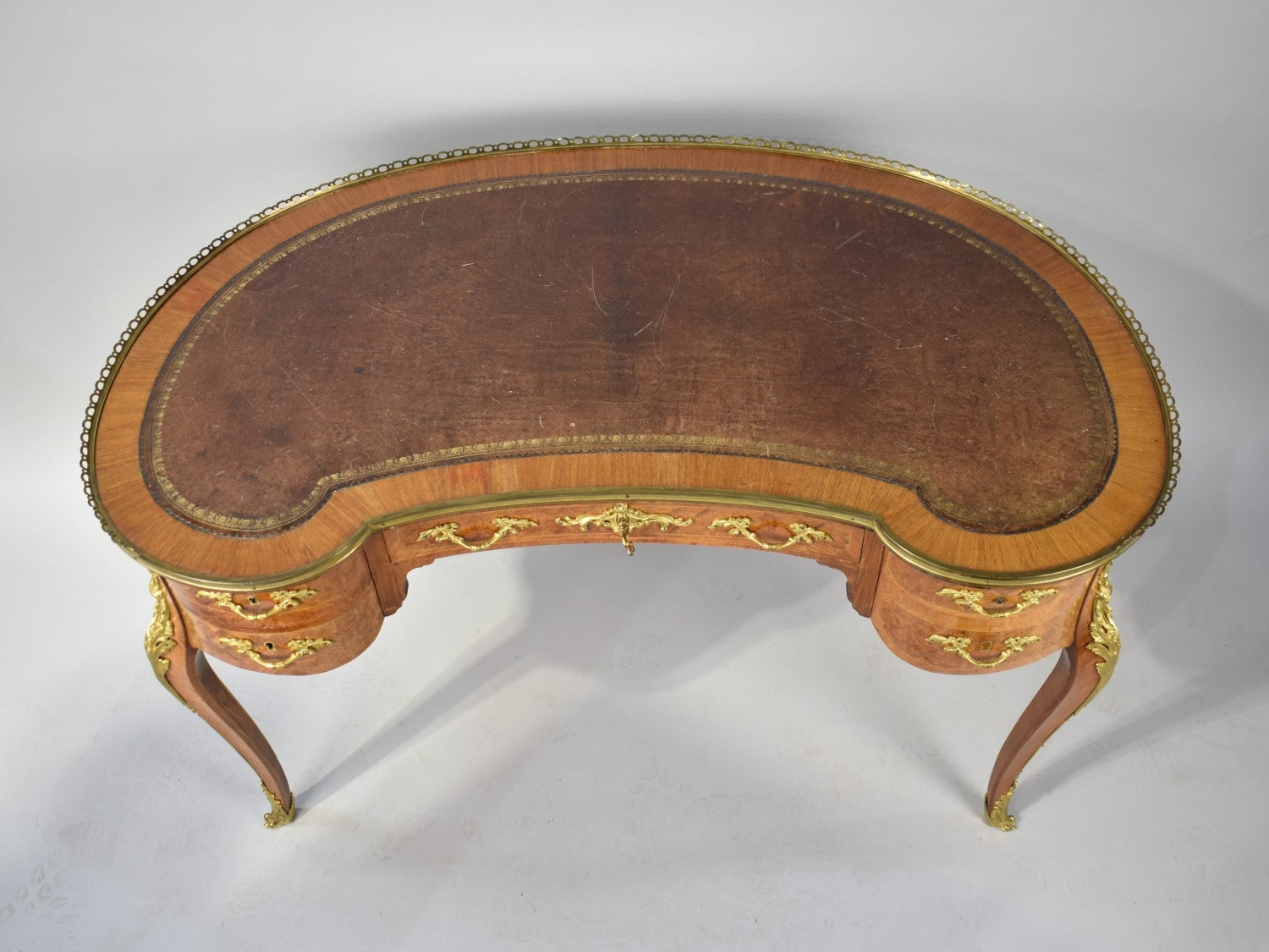 French Louis XV Revival Kidney Desk c. 1890–1910.