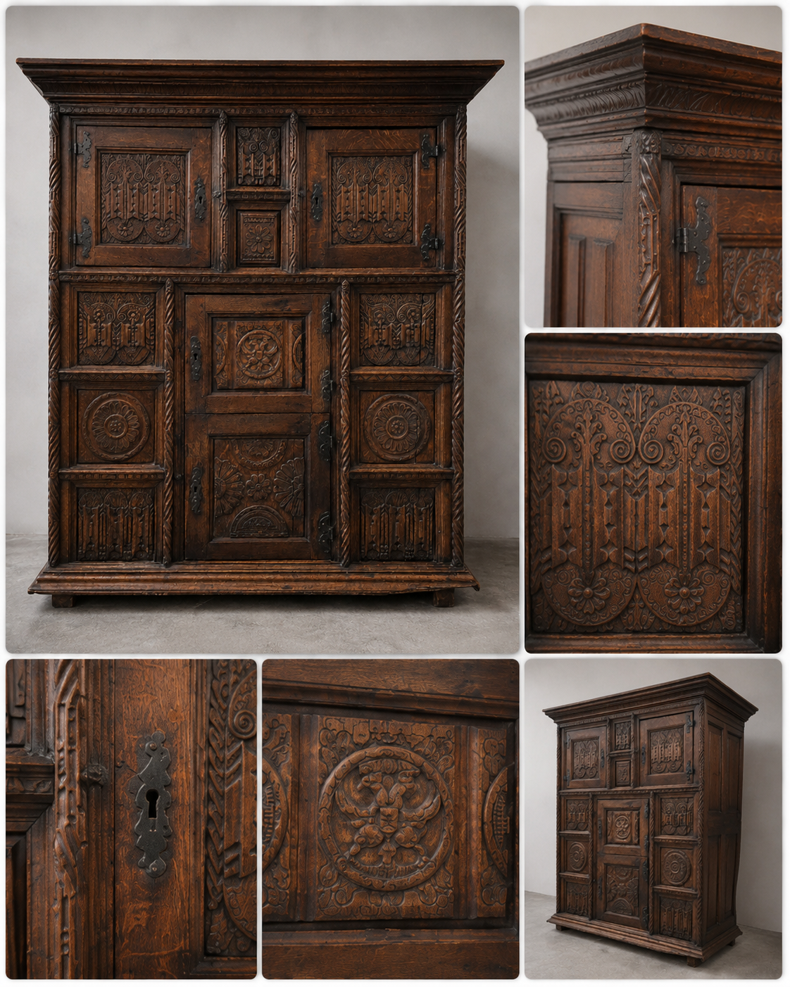 English Carved Oak Court Cupboard c.1800–1830