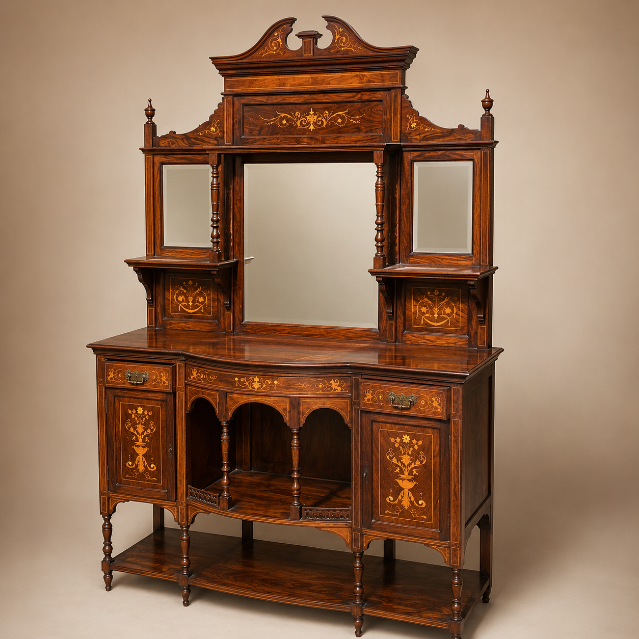 Tall Edwardian Chiffonier with Satinwood Inlay circa 1900