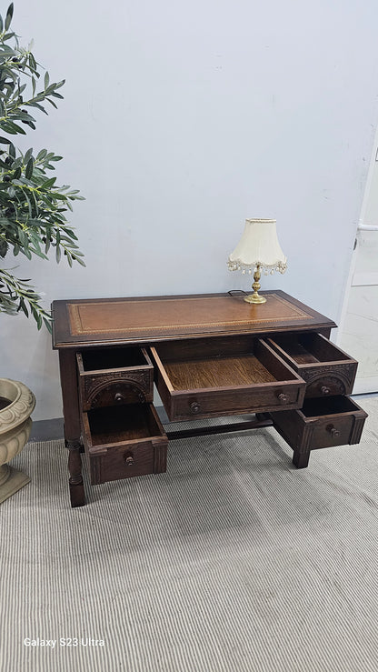 Oak Desk with Leather Top