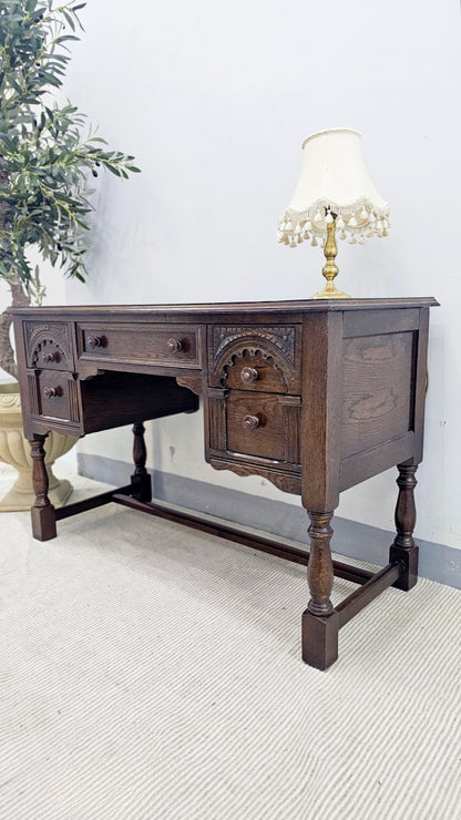 Oak Desk with Leather Top