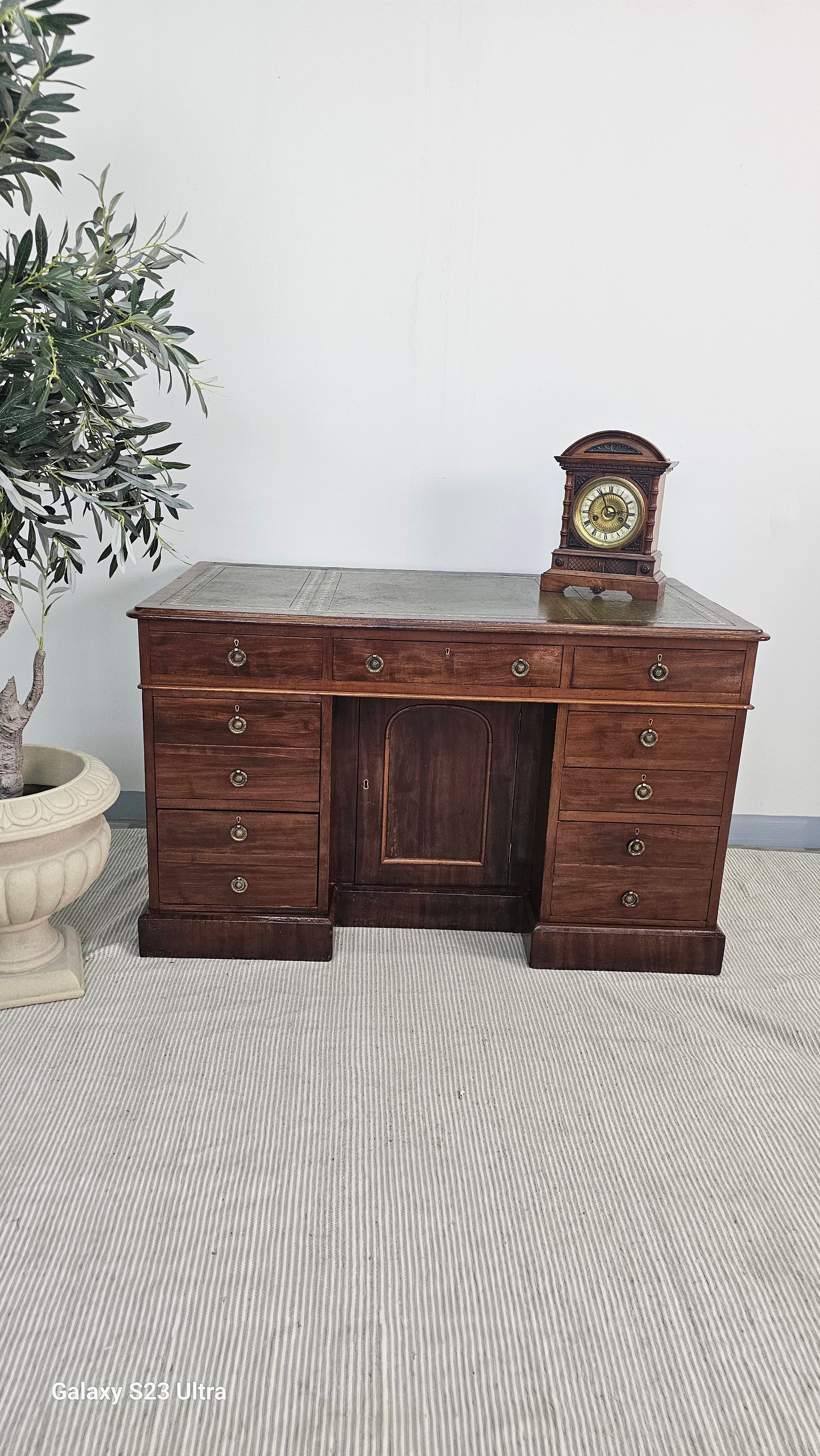 Mahogany Twin Pedestal Desk with Cabinet, Circa 1880