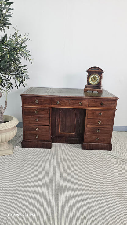 Mahogany Twin Pedestal Desk with Cabinet, Circa 1880