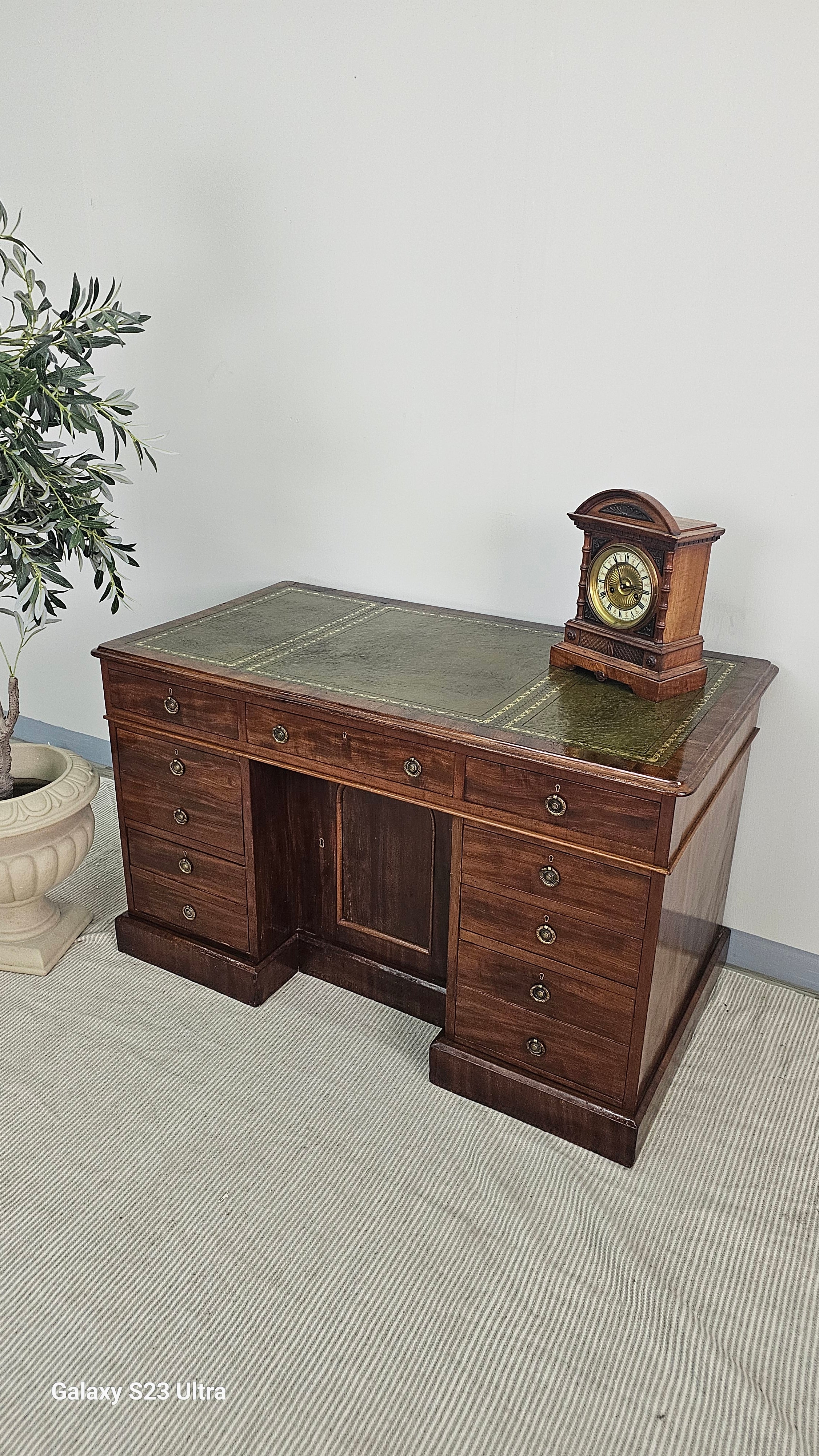 Mahogany Twin Pedestal Desk with Cabinet, Circa 1880