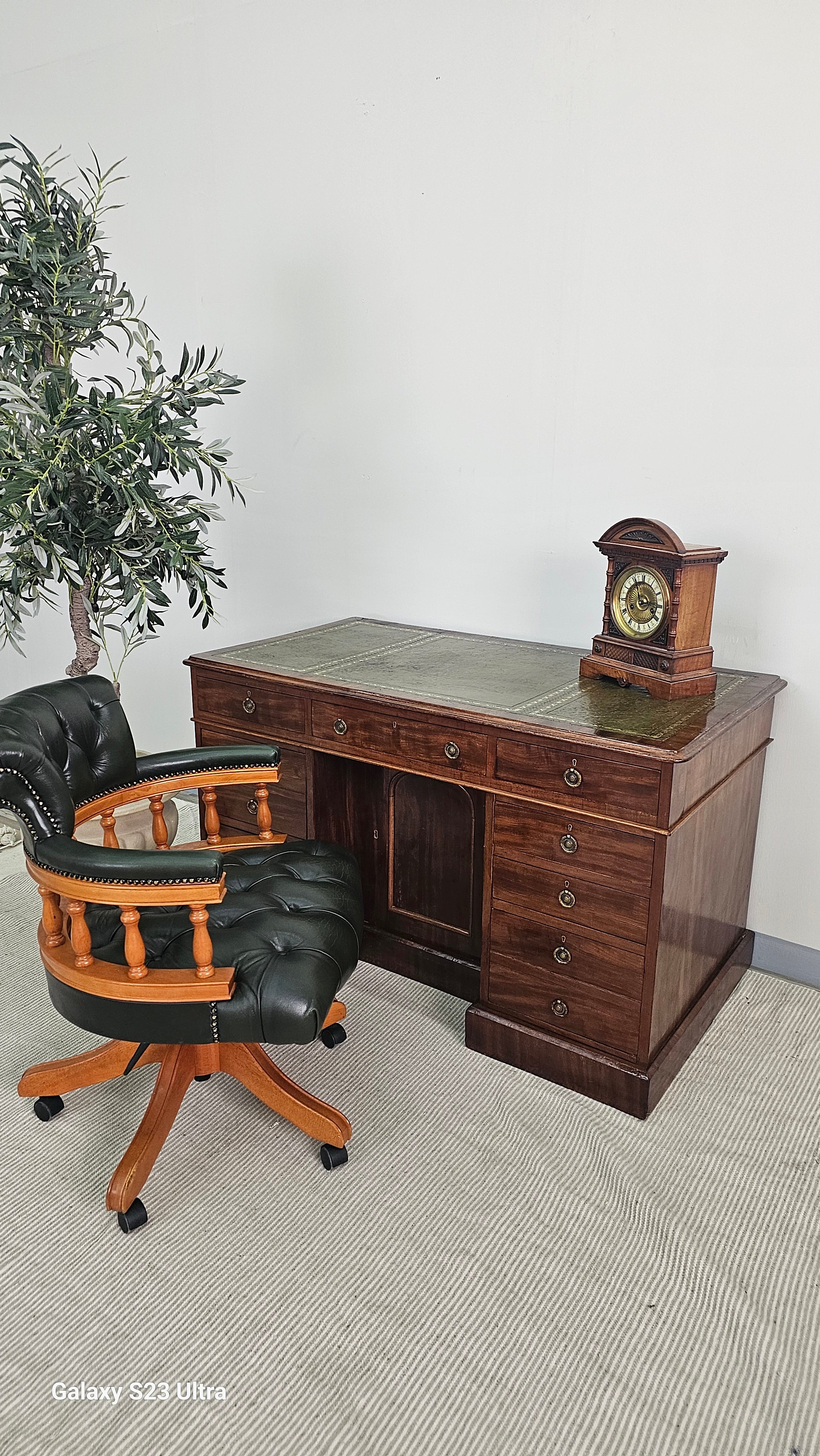 Mahogany Twin Pedestal Desk with Cabinet, Circa 1880