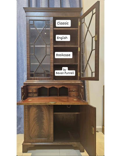 Traditional English Flamed Mahogany Bookcase