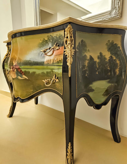 French Vernis Martin Style Gilt Ormolu Chest