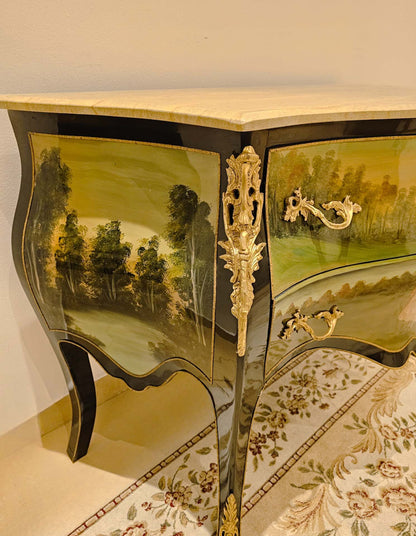 French Vernis Martin Style Gilt Ormolu Chest