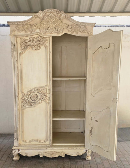 Highly Ornate French Style Armoire - Pair Available