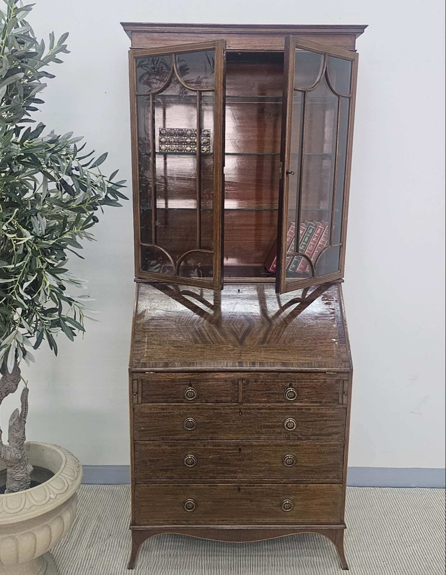 Georgian Style Bureau Bookcase, Circa 1950