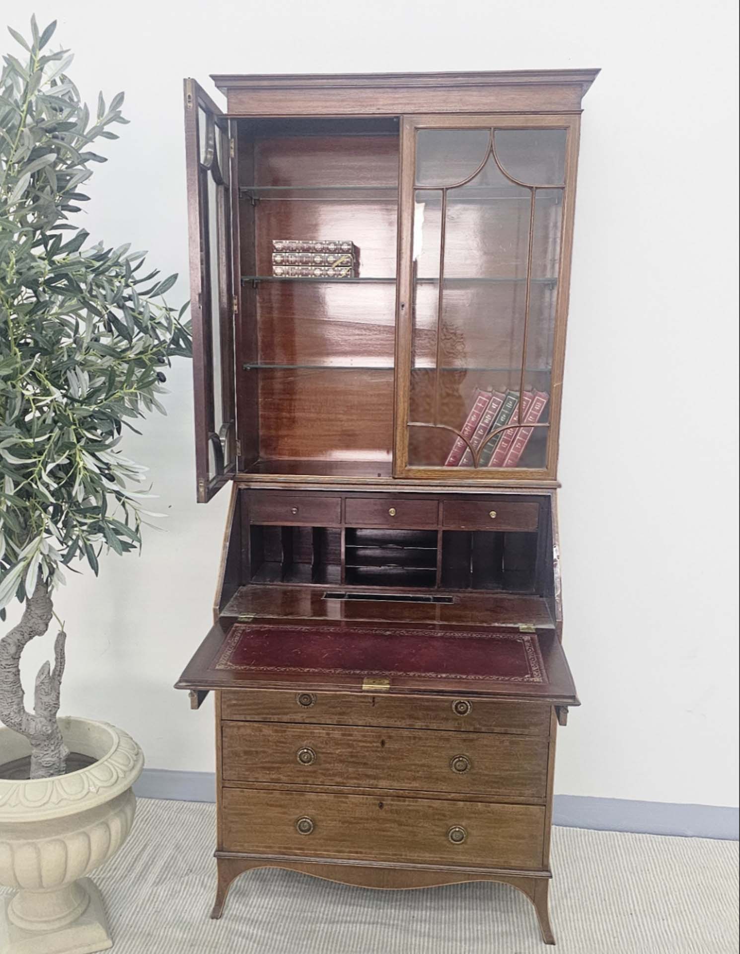 Georgian Style Bureau Bookcase, Circa 1950