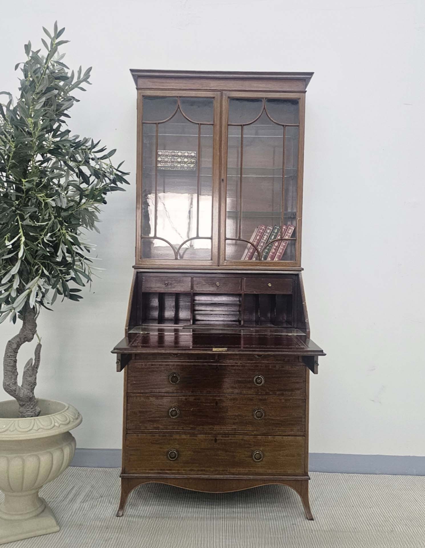 Georgian Style Bureau Bookcase, Circa 1950