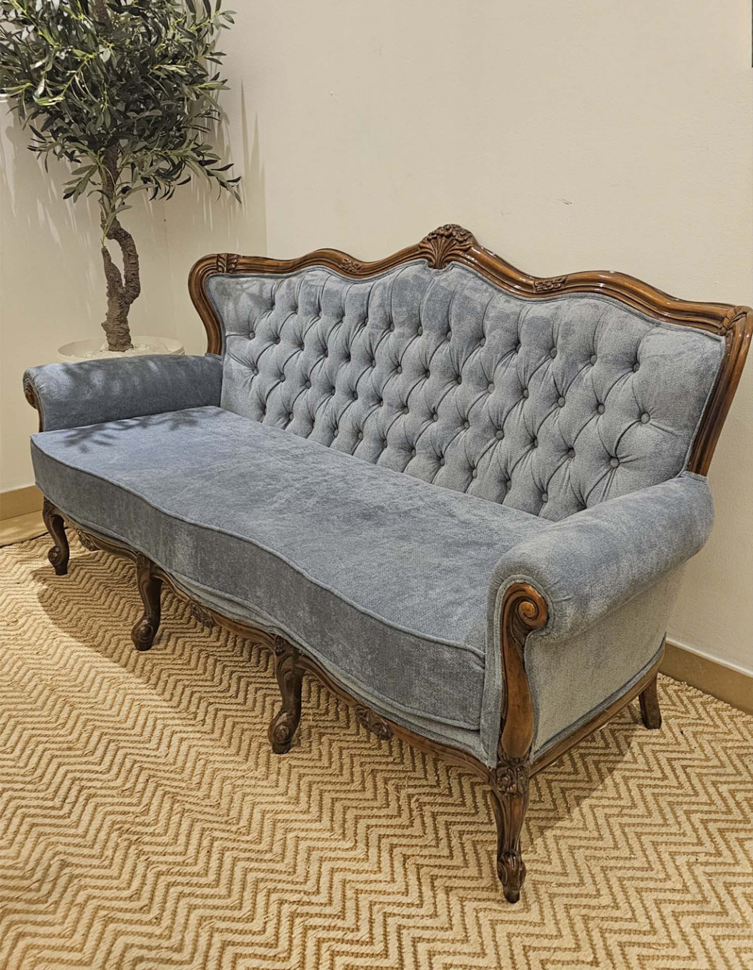 Vintage French Five Seater Sofa Set - Grey