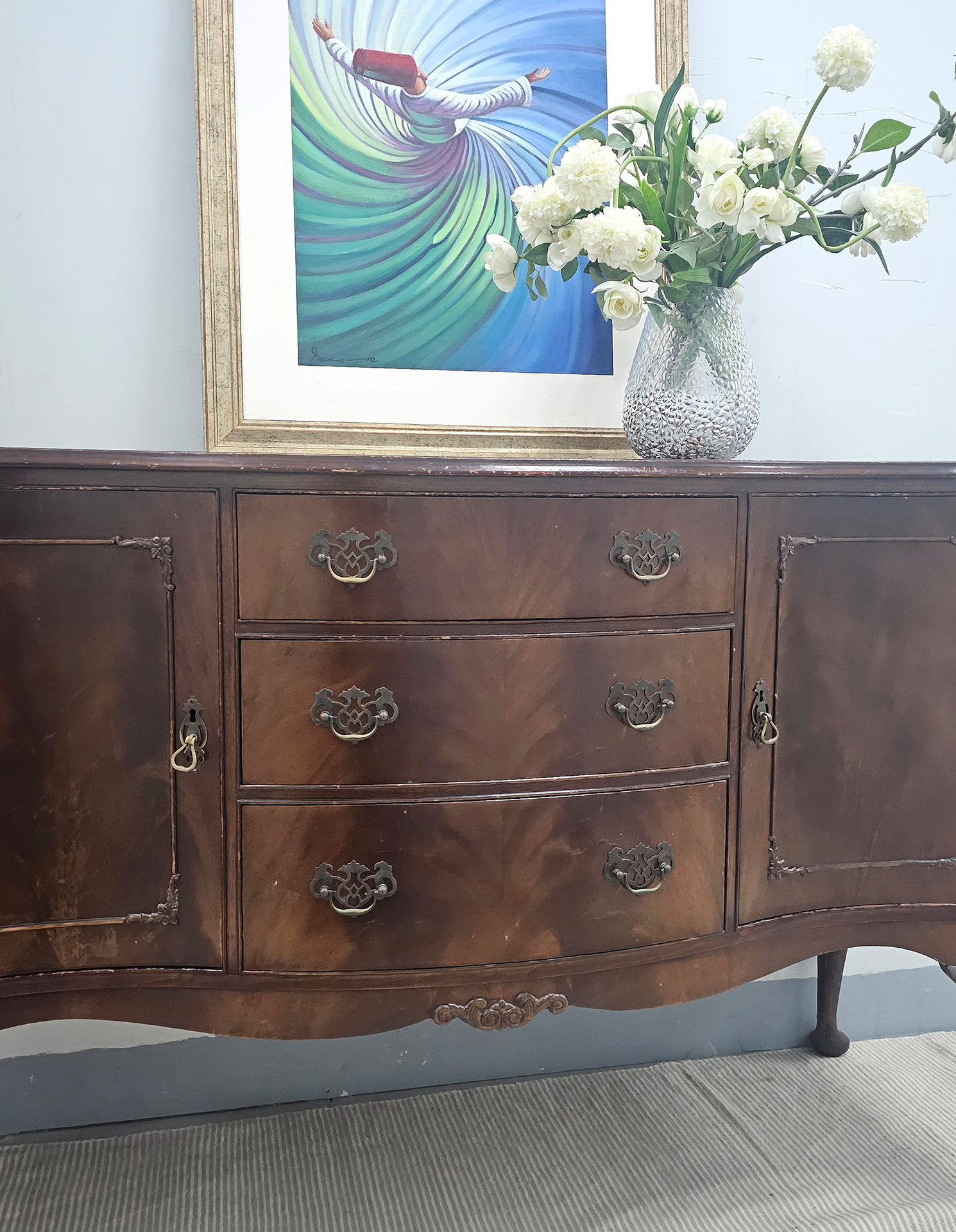 Mahogany Serpentine  Sideboard