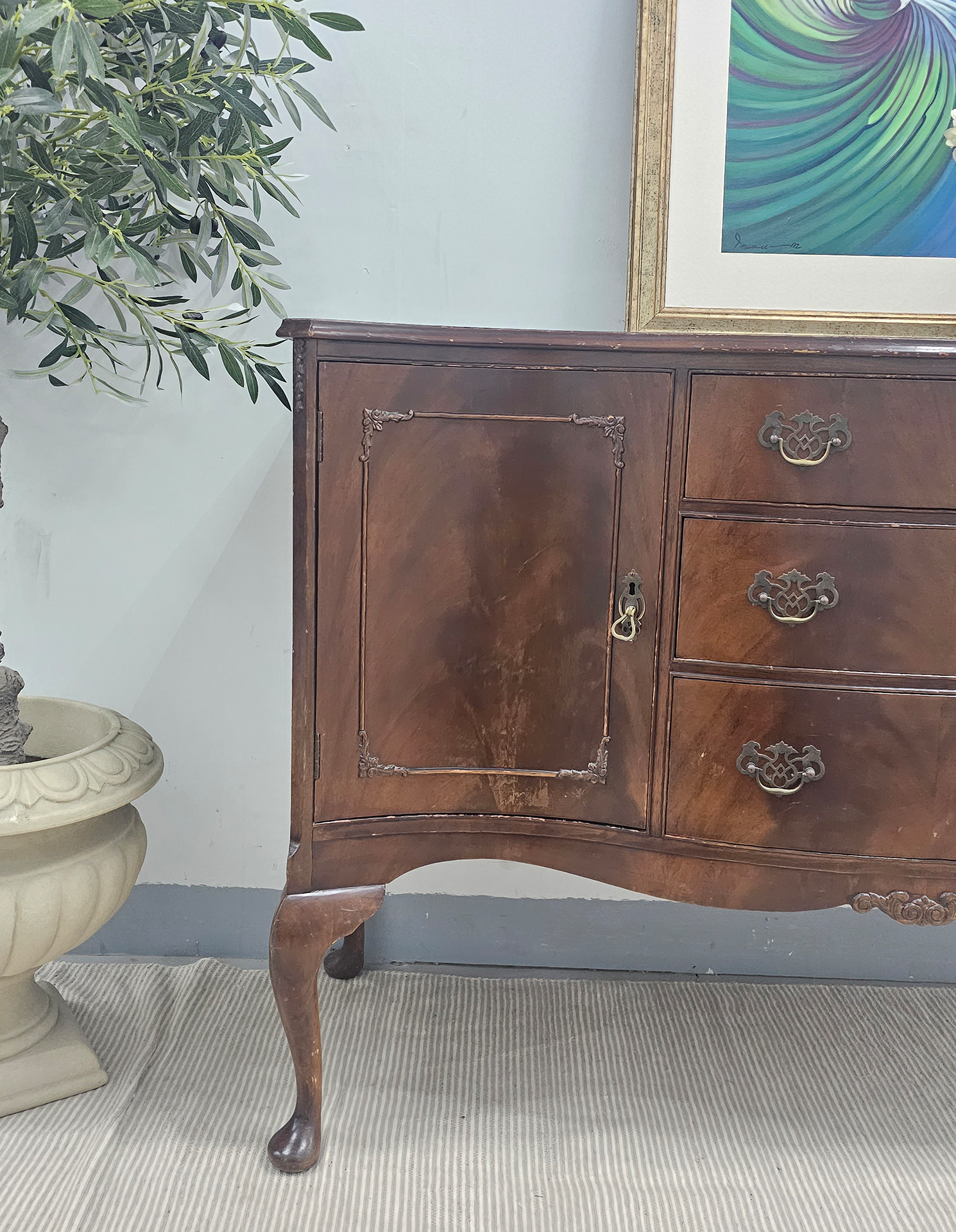 Mahogany Serpentine  Sideboard