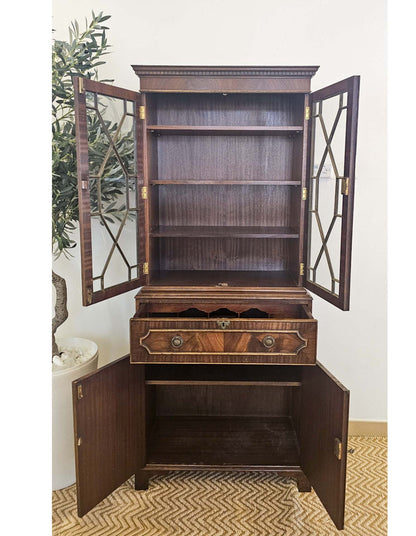 Traditional English Flamed Mahogany Bookcase