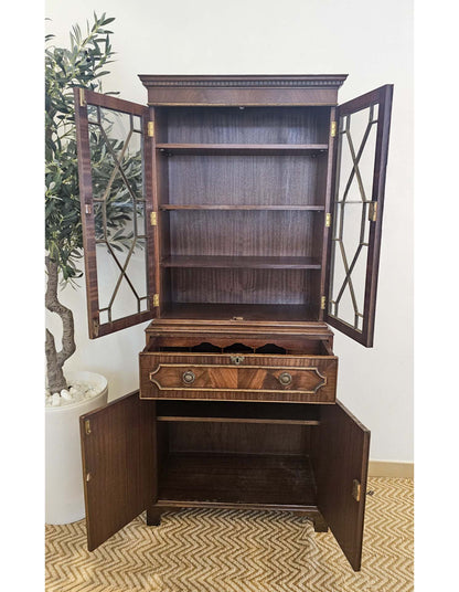 Traditional English Flamed Mahogany Bookcase