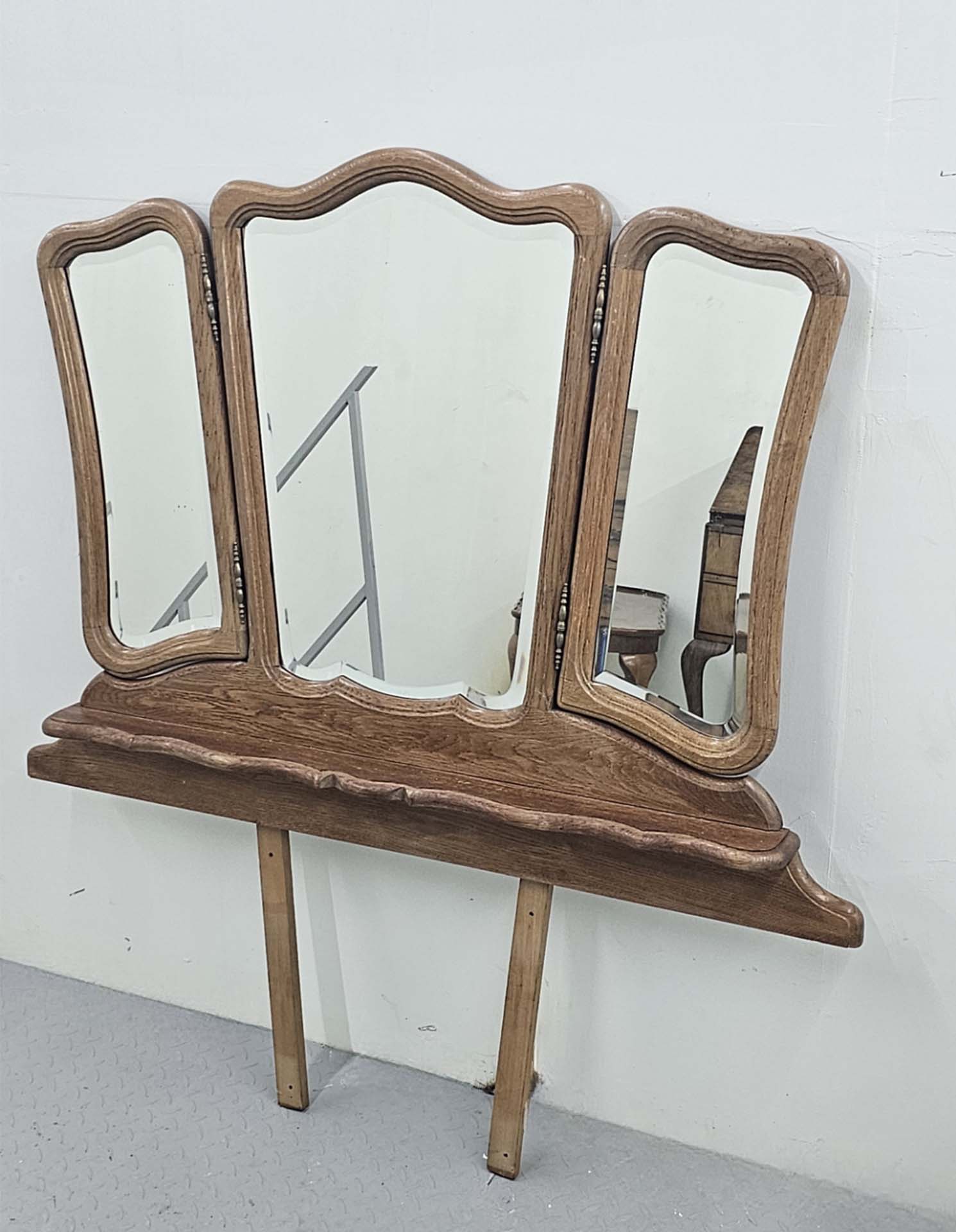 French Tri fold wooden Mirror