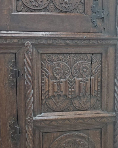 English Carved Oak Court Cupboard c.1800–1830